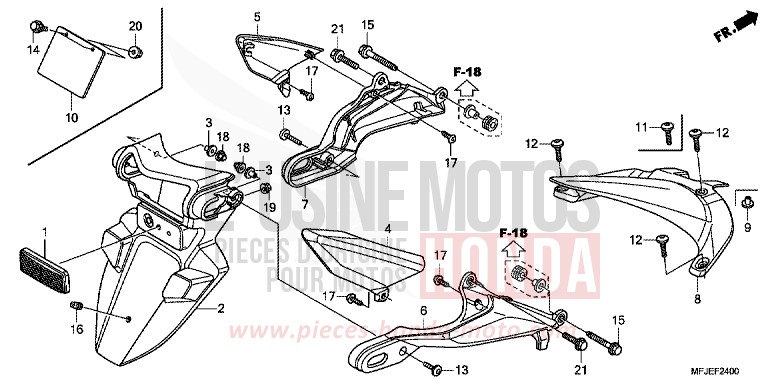 GARDE-BOUE ARRIERE de CBR600RR ABS VICTORY RED (R334) 2012